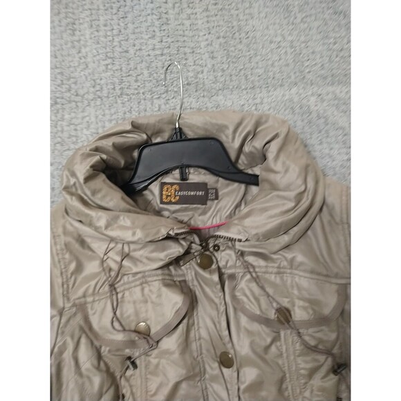 EC Easy Comfort Hooded Puffer Coat Size Small Beige/Taupe - Picture 10 of 11
